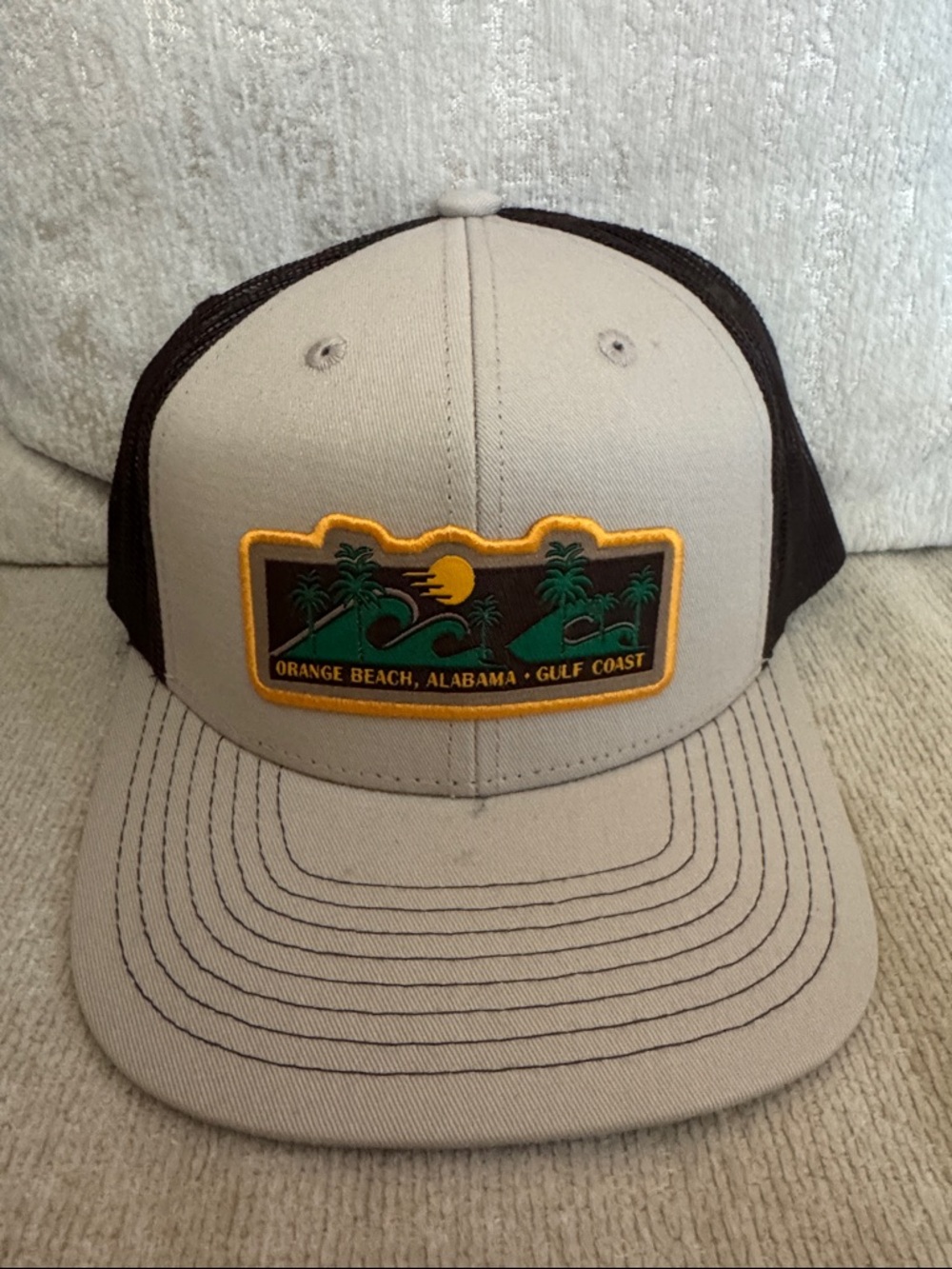 Orange Beach Gulf Coast Patch Trucker Hat - Tan & Black